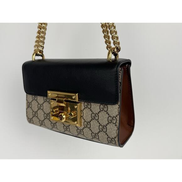 Gucci GG Supreme Padlock Small Shoulder Bag Brown and Black B-6 - Picture 11 of 16